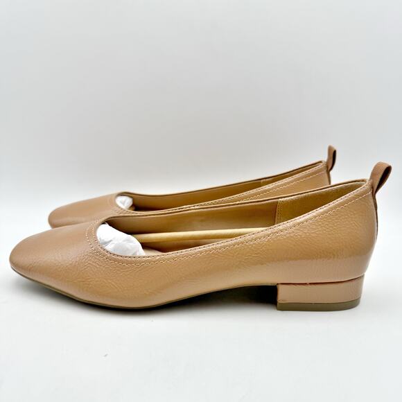 LifeStride Womens Cameo Heeled Flats US 7 Wide EU 37 Nude Tan Slip On NIB - Picture 8 of 12